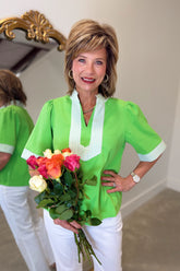Apple Green Short Sleeve Blouse