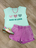 God Is Love Applique' Tank Mint