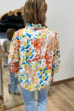 Floral Parade Button Front Top