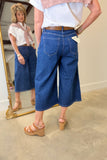 Charlie B Cropped Denim Palazzo Pants Indigo