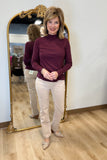 Charlie B Mock Neck Top Cabernet