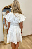 Double Bow Accented Dress White