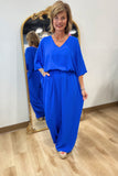 Evening Out V Neck Jumpsuit Royal