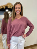 Tempo Paris V Neck Pull Over Plum