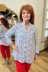 Multiples Y Neck Shirt Rich Navy