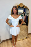 High Class Off the Shoulder Scuba Dress White
