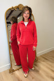 Multiples Raglan LS Mock Neck Top Crimson