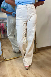 Hidden Happi High Rise Comfort Flare Ecru