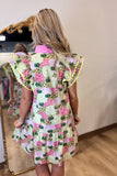 Flutter and Flow Dress Pink Green