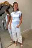 Horizontal Striped Vest Blue