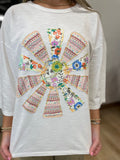 Pinwheel Applique' Tee White