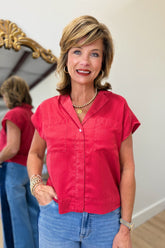 Dear John Cruz Short Sleeve Blouse Salsa