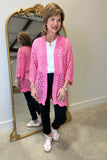 Mudpie Jeanie Crochet Cardigan Pink One Size