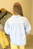 Seaside Poise Puff Sleeve Blouse Blue