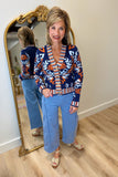 THML Cardigan Navy Print