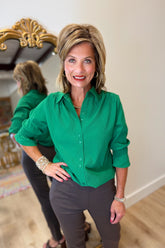 Boho Chic Emerald Green Blouse