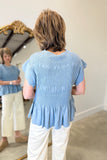 Umgee Smocked Blouse Steel Blue