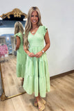 So Sweet Smocked Flutter Sleeve Dress Sage