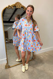 Umgee Shoreline Florals Dress Blue