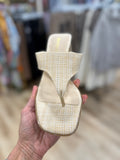 Ticker Block Heel Slide Raffia
