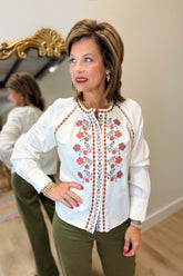 Dear John Oriano Embroidered Blouse Cream