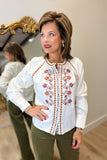 Dear John Oriano Embroidered Blouse Cream