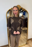 Charlie B Embroidered Sweater Brown