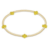 E Newton Signature Cross Small Gold Pattern 2mm Bead Bracelet Canary