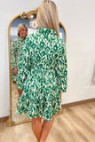 Umgee Irish Luck Shirt Dress Green Print