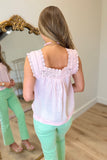 Dear John Una Lace Trim Blouse Pink