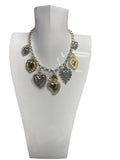 Mixed Metal Charm Necklace Hearts
