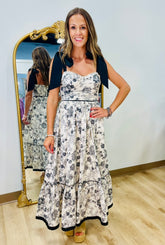 Vintage Floral Maxi Dress Taupe