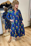 Umgee Big Flower Dress Navy Mix