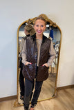 Charlie B Long Quilted Faux Leather Vest Mocha