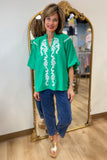 Umgee Embroidery Detail Top Green