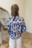Umgee Aztec Printed Blouse Navy