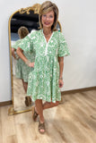 Umgee Ric Rac Trimmed Dress Green