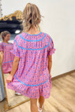 Umgee Stitched Floral Dress Pink