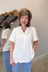 Umgee Textured Blouse Ecru