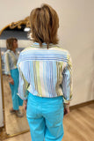 Foxcroft Taylor Ombre Stripe 3/4 Sleeve Shirt