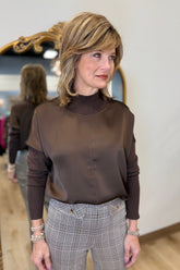 Charlie B Combo Blouse Mocha