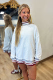 Grey/ Maroon Mock Neck Sweatshirt