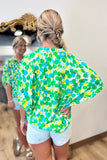 Color Burst Top Green