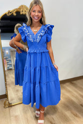 Umgee Stitch Detail Midi Dress Ocean