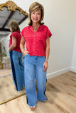 Dear John Cruz Boxy Camp Collar Short Sleeve Salsa