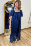 Mud Pie Conny Eyelet Maxi Dress Navy
