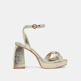 Dolce Vita Pacie Platinum Distressed Leather Platform Heel