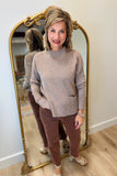 Charlie B Crew Neck Sweater w Pocket Taupe