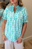 Umgee Smocked Neckline Blouse Jade