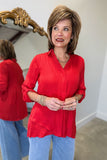 Renuar Split Neck Blouse Scarlett